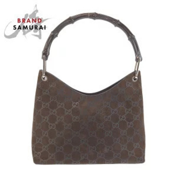 Gucci Handbags - Gucci Bamboo Brown Suede Handbag Shoulder Bag